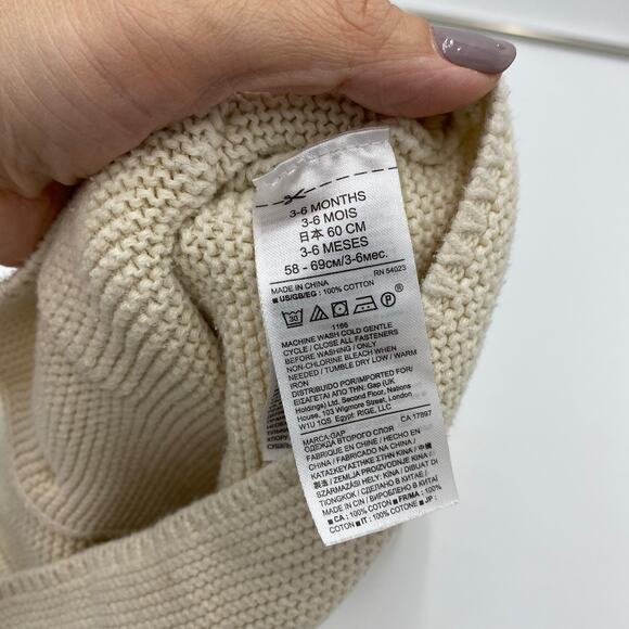 Baby GAP Beige Bear Ears Hood Button Up Cardigan Size 3-6 M - Picture 8 of 8